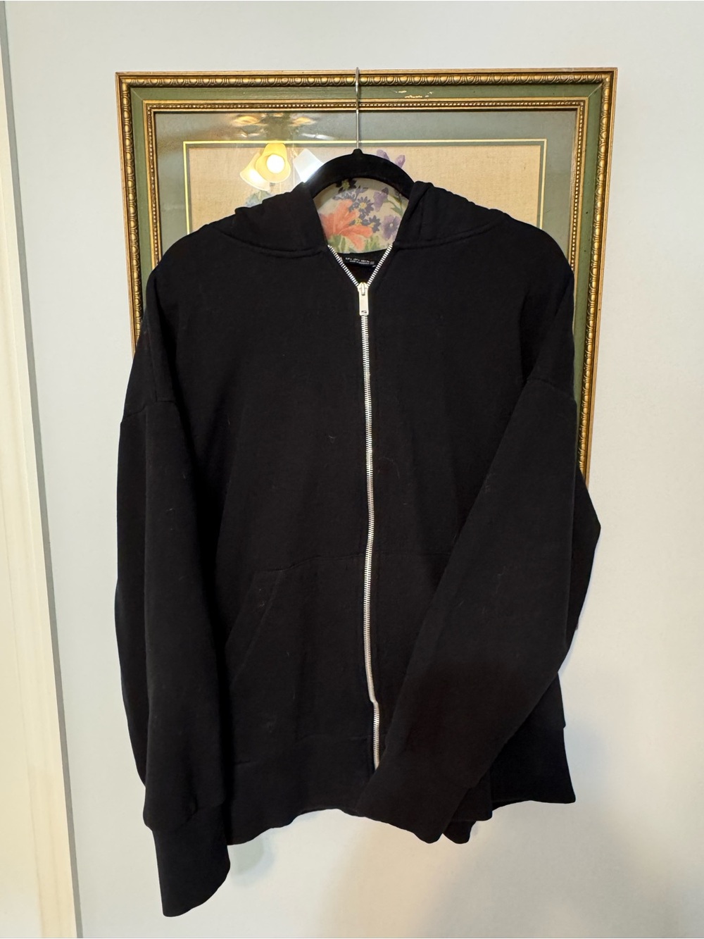 Zara Black Full-Zip Hoodie Oversized